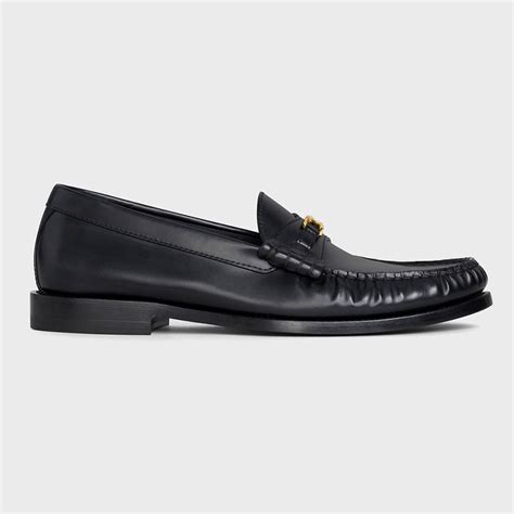 celine luco triomphe loafer in polished calfskin black|Celine triomphe luco.